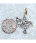 Genuine Pave Setting Diamond Bird 925 Sterling Silver Handmade Pendant Jewelry - $99.11