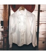 Vtg Stuart Lang Women’s Size 11/12 American Vintage Sheer Flounce Blouse  - $14.96