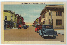 Main Street Cars Salem Virginia linen postcard - £4.67 GBP