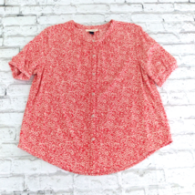 Universal Thread Blouse Womens XS Red Floral Short Sleeve Button Up Shirt Rayon - £12.78 GBP
