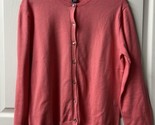 Lands End Womens Medium Pink Salmon Button Up Grannycore Cardigan Sweater - $13.94