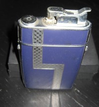 Vintage EVANS CIGARETTE LIGHTER Silver Blue Combination Compact Refillab... - £35.85 GBP