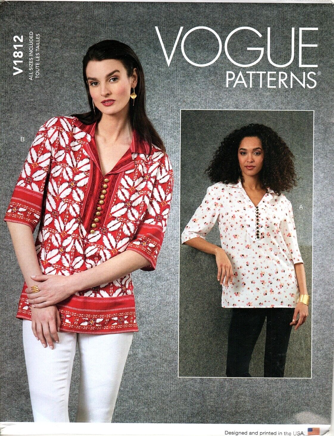 Vogue V1812 Pullover Tunic Misses Size  XS to XXL Pattern UNCUT - £15.57 GBP