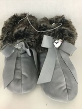 Foot Petals Velour Slipper Bootie Large 9-10 Faux Fur Top Hard Bottom NW... - $25.23
