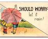 Fumetto I Dovrebbero Preoccuparsi Let It Rain Coppia Sotto Parasole 1914 DB - $5.08