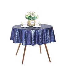 Navy Blue Sequin Tablecloth 50&quot; Round Sparkly Drape Table Cloths Table Cover Hom - £26.89 GBP