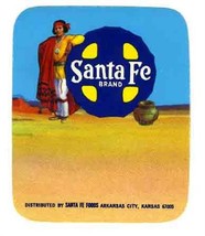 Santa Fe Brand 6 Different Mint Labels &amp; Credit Memo Chico Indian Boy Railroad - £21.78 GBP