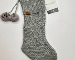 Ugg Koolaburra Carla Gray Knit Christmas Stocking With Faux Fur Pom Poms... - $32.92