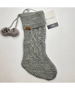 Ugg Koolaburra Carla Gray Knit Christmas Stocking With Faux Fur Pom Poms... - $32.92