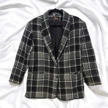 Vintage David Paul New York Blazer Jacket Woman Large Gray Plaid Wool Bl... - $28.04