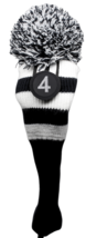 NEW #4 fairway wood Pom Pom Head Cover Clubs Knit Sock BLACK WHITE Golf ... - $17.59