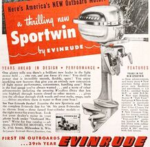 1948 Evinrude Sportwin Outboard Motor Advertisement Boating Fishing Vtg ... - €17,28 EUR