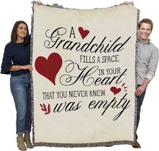 A Grandchild Fills A Space In Your Heart Blanket, A Cotton Tapestry Throw Made - £61.08 GBP