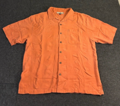 Tommy Bahama Hawaiian Hula Girl Silk Button Down Camp Shirt Orange Men&#39;s... - $22.71