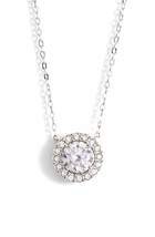 1.00 CT  Crystal Halo Disc Necklace 18&quot; - 18K White Gold Plated - £7.65 GBP