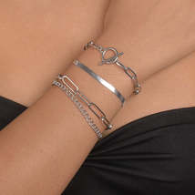 Silver-Plated Herringbone Bracelet Set - £11.78 GBP