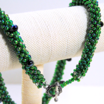&quot;Garden Dewdrops&quot; Crochetedglass by Julee Handcrafted Glass Jewelry Designs  - £26.50 GBP