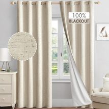 MIULEE Linen Textured 100% Blackout Curtains for Bedroom 84 Inches, 2 Panels - £22.05 GBP