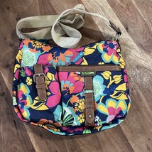 Lily Bloom Adjustable Canvas Hobo Crossbody Shoulder Bag Floral Fiesta - $280.82 MXN