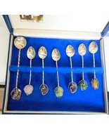 Prada Set / 6 Silver Demitasse Spoons + 1 Sugar Semiprecious Stones Boxe... - £34.11 GBP