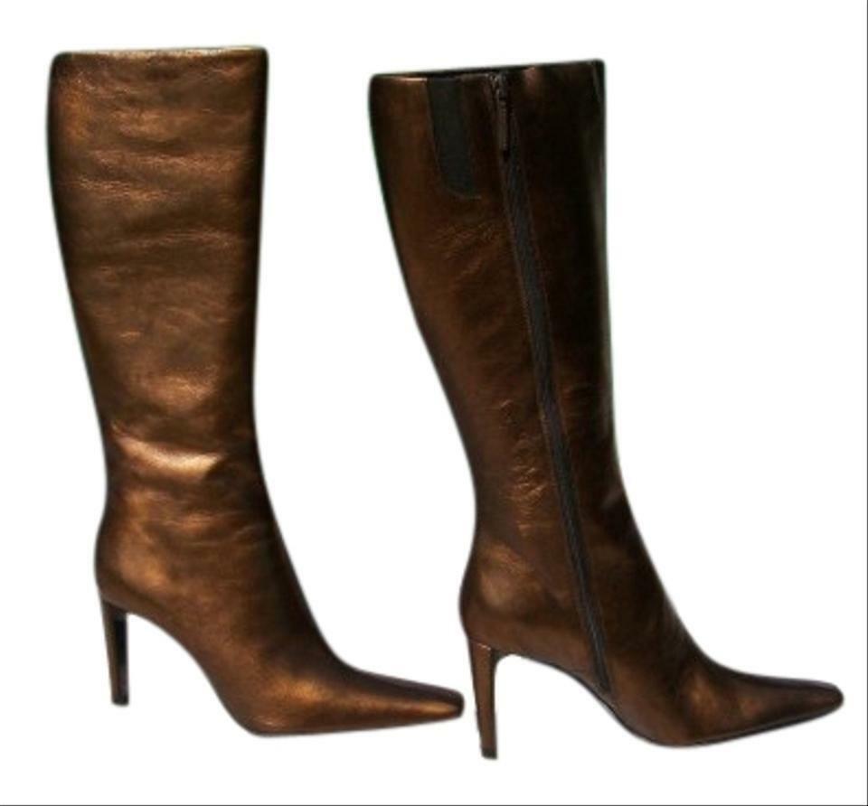 Donald Pliner Couture Antique Metallic Leather Boot Shoe New Full Zipper $425