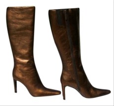 Donald Pliner Couture Antique Metallic Leather Boot Shoe New Full Zipper... - $425.00