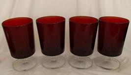 Arcoroc France Luminarc Cavalier Ruby Red Christmas Wine Cocktail Glasses Candle - £21.54 GBP