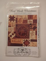 Gooseberry Hill Christmas Quilt Red Work Christmas Santa Pattern Unused 32 Inch - $18.99