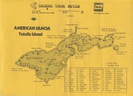 American Samoa Tutuila Island Hertz Transpac Travel Service Map - $17.82