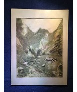 Vintage Watercolor MOUNTAINS Landscape Painting Signed - £39.53 GBP