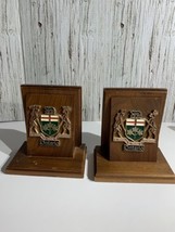 Pair of Government of Ontario Bookends Wood With Provincial Crest - £54.26 GBP