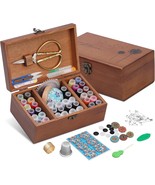 Sewing Kit Set Wooden Sewing Kit Box Sewing Supplies for Beginner Travel... - $843.79 MXN