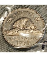 CANADA 1965 FIVE CENT Coin - BEAVER Issue - Authentic UNCIRC Collectible! - $67.33 MXN