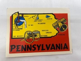 VINTAGE PENNSYLVANIA STATE SOUVENIR LUGGAGE TRAVEL WATER TRANSFER DECAL ... - £7.85 GBP