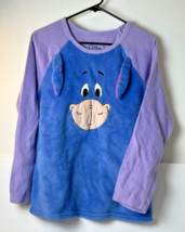 Disney Eeyore Fleece Pajama Top Women&#39;s Size L (12-14) Attached Ears - £15.81 GBP