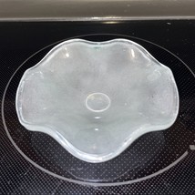 Frosted ￼Art Glass Open Dish Wave Bowl  Unsigned Opalescent Hand Blown Small 4.5 - £3.88 GBP