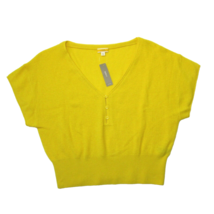 NWT J.Crew Featherweight Cashmere V-neck T-shirt in Bright Sun Yellow Sweater XL - £72.17 GBP