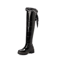 Real Rabbit Fur Thigh Boots Women Cold Winter Warm Fleece Plush Over-the-Knee Hi - £91.48 GBP