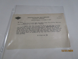 WINSTON SALEM SOUTHBOUND RAILWAY MAILGRAM ABOUT FORD CARS  OCT 5 1927 - $50.00