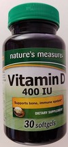 VITAMIN D Dietary Supplement 400 IU /Softgel 30 Softgels - $2.96