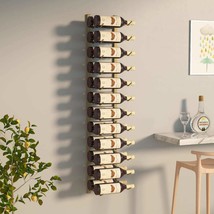 Wall Mounted Wine Rack for 24 Bottles Gold Iron - £38.47 GBP