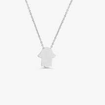 14k Oro Blanco Chapado Plata Maciza Mini Hamsa Charm Colgante Collar 18&quot; Cadena - £65.06 GBP