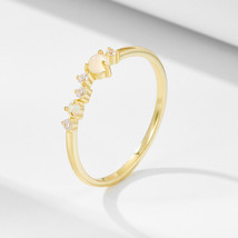 Simple Round Cut Cz Natural Moonstone 18k Yellow Gold Plated Stackable Ring - £43.78 GBP