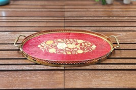 Vintage Italy serving tray-Sorrento lacquer tray floral inlay-breakfast/tea - £112.02 GBP