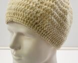 GA3) Vintage Handmade Off-White Cream Crotchet Knit Woman Hat Beanie - $19.79