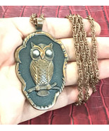 RETRO SOLID COPPER OWL Pendant Made by Bell Trading Post 30&quot; Chain Necklace - £30.05 GBP