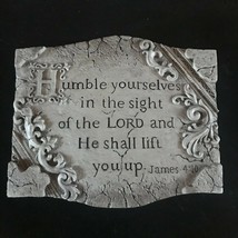Rustic Cream Faux Cement Resin Religious James HUMBLE YOURSELVES Psalm W... - $13.09