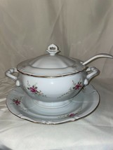 RARE CHODZIEZ-POLAND ROSE PAT #054274 4-PCE &quot;SOUP TUREEN&quot; W/LADDLE &amp; UND... - £115.98 GBP