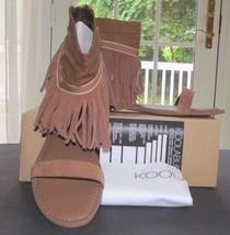 KOOLABURRA CHESTNUT BROWN FRINGE NATIVE AMERICAN ZOLA SANDAL NIB SIZE 9 NIB - £108.73 GBP