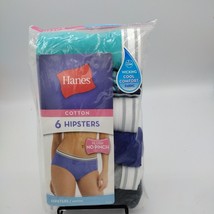 Women&#39;s Hanes Tagless Hipsters Ultra Soft Panties Size 8 Cotton 6 Pk No ... - £11.39 GBP